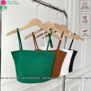 Áo hai dây croptop Blue Chic nữ dáng ôm chiết eo không đệm vải cotton co giãn tốt thoáng mát nhiều màu sắc freesize