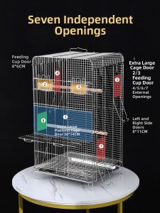 Luxury Stainless Steel Parrot Cage Tiger Lily Peafowl Special Large Home Use Eight Brother Phoenix Horizontal Wire Bird Cage
