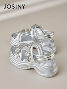 Josiny | Thick Sole Comfortable Platform Sandals With Rhinestones