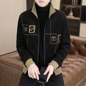 ROMON | Lormen Mens Woolen Jacket Autumn Winter New Style Fleece Lined Thick Warm Stand Collar Cotton Wool Short Coat Men