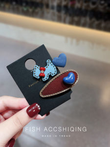 Cute Cartoon Dog Heart Hair Clips Womens Side Diamond Bangs Duckbill Hair Accessories Alloy Fixed Styling Decoration
