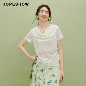 HOPESHOW | Guofeng New Design Asymmetric Pleated Drip Collar Lightweight Top