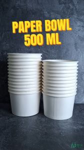 Paper Bowl 500 ml Isi 25 Pcs Mangkok Kertas Polos Putih Laminasi Ivory Rice Bowl