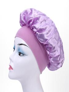 Mũ Ngủ Viền Rộng Co Giãn Cho Nữ Mũ Tròn Bằng Vải Satin Màu Trơn Mũ Lớn Làm Đẹp Tóc Quần Áo Phụ Kiện Thời Trang