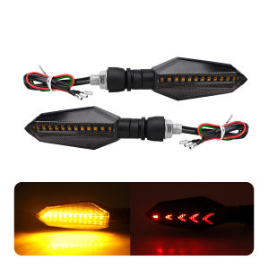 KEVANLY | 1Pair Motorcycle LED Turn Signals Light Arrow Flowing Water Indicator Blinker Light DRL Driving Lamp 12V Dual Color White Yellow