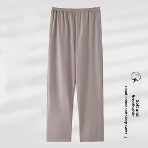MiiOW | Mens Pure Cotton Sleep Pants Long Straight Leg Home Leisure Wear Breathable Comfortable Spring Summer Big Size Solid Color