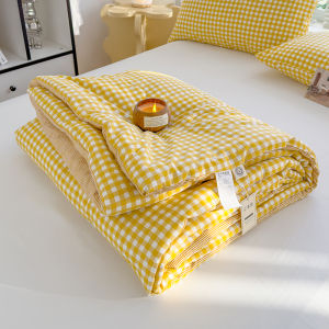 Washable Summer Quilt Small Grid Cream Style Air Conditioner Quilt Dormitory Single Thin Quilt Core Spring Autumn Core Polyester Fiber