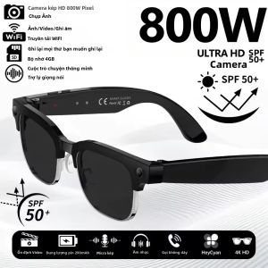 GUHUAVMI | Kính Thông Minh AI Dành Cho Nam Giới Camera HD 800W Quay Phim 4K Gọi Bluetooth Trò Chuyện GTP Chống Tia UV Chống Ánh Sáng Xanh Kính Râm Thông Minh