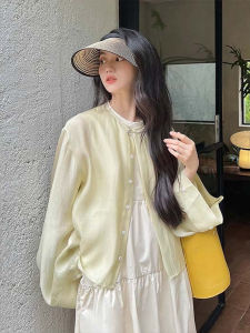 chaqi | เสื้อเชิ้ตผ้าชีฟองกันแดดสไตล์จีนใหม่สำหรับผู้หญิงในฤดูร้อน เสื้อคลุมคาร์ดิแกนบางสำหรับใส่กับกระโปรง เสื้อคลุมแบบสวมหัว
