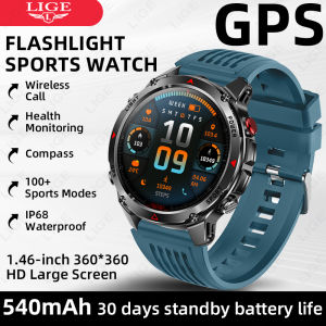 LIGE | Đồng Hồ Thông Minh Quân Đội Ngoài Trời LIGE LED Dành Cho Nam Màn Hình AMOLED 1.46 Inch GPS La Bàn Máy Đo Độ Cao Gọi Bluetooth Chống Nước 3ATM Đồng Hồ Thể Thao Thông Minh