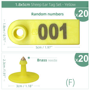 20PCS Sheep Ear Tags Set Plastic Livestock Animal Markers Red Pink Green Blue Yellow Orange for Goat Label Identification Card