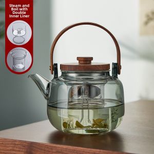 Heat-Resistant Borosilicate Glass Tea Pot For Steaming And Boiling