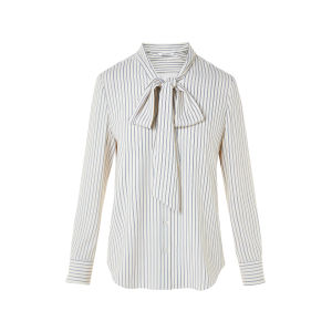 LANCY FROM 25 | Design Elegance Commuter Style French Flap Collar Striped Spring Shirt