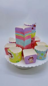 [50 PCS] Kertas Muffin Cup Kotak | Kertas Cupcake Motif Gadis Kecil | Kertas Muffin | Kertas Cup Cake