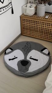 90CM Baby Crawling Mat Cartoon Kids Game Mat Round Play Rug Floor Playmat - Animal Print