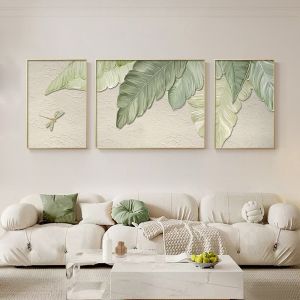 Elegant Green Cream Living Room Sofa Background Wall Hanging Decor