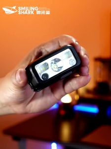 Head Torch light Smilingshark TD0144 led sensor head lamp Type-C rechargeable headlight 6mode White/Red light Strong