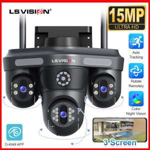 LS VISION 7K 15MP 3 PTZ Lens WIFI CCTV Camera Humanoid Detection Automatic Tracking Bluetooth Security Camera IP66 Waterproof Outdoor Full Color Night Vision Two-Way Audio IP Cameras