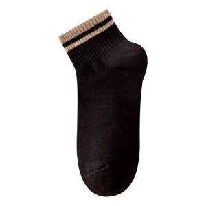 Womens Summer Thin Short Tube Socks Anti-Odor Stripe Pattern Sweat Absorbent Breathable No-Cuff Sports Cotton Blend Socks