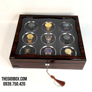 Hộp Đựng Đồng Hồ ACBOW Premium 6 Ngăn Vỏ Gỗ Cao Cấp Màu EBONY - P06E