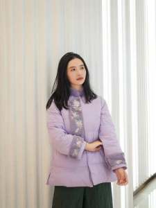 Elegant Chinese Style Womens down Jacket Lightweight Long Sleeves White Duck down Middle-Length Bias Button Coat