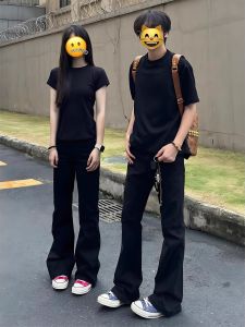 Quần Jeans Ống Thẳng Cạp Cao Màu Đen Cho Nữ Quần Dài Thường Ngày Cho Nam Quần Dài Cho Lovers Quần Jeans Thường Ngày Cho Nữ