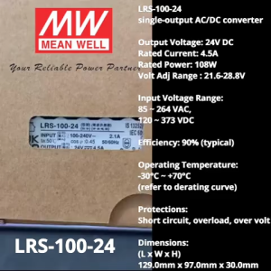 Mean Well LRS-100-24 24V 100W 4.5A Meanwell Power Supply ~ Original ~ 1 Year Warranty