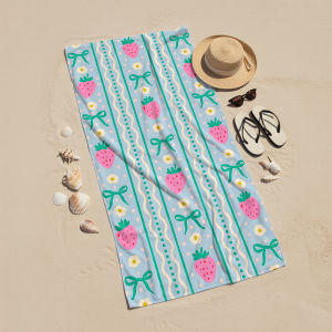Khăn Tắm Biển Sợi Nhỏ Vi Sợi Gingham Màu Hồng Thêu Họa Tiết Nhanh Khô Thấm Hút Tốt Mềm Mại Hoạt Hình Anime Dành Cho Du Lịch Người Lớn Và Trẻ Em
