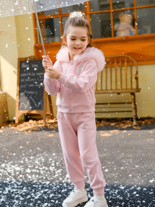 Boat Minnie Childrens Suit Autumn Hoodie Outwear Sweatpants Jogger Pants Little Girl Childrens Two-Piece Suit Velvet Winter Clothes