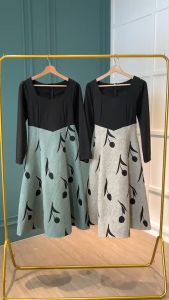 D11728 Nora Longsleeves Combined Flare Dress