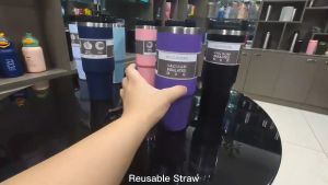 890ml 600ml 304 Stainless Steel Flask Thermos Vacuum Tumbler Cup with Straw Mug Water Bottle Coffee Pitcher Korean Style