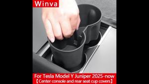 For Tesla Model Y Juniper 2025 Interior Accessories Cup Holder Silicone Center Control Bottle Drink Rack for Front Rear Seater