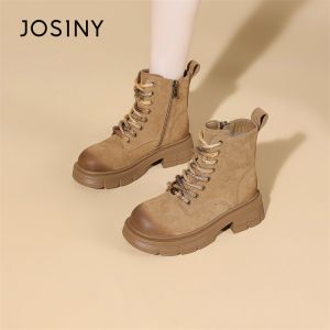 Josiny | Retro Thick Sole Boots Women Autumn Brown