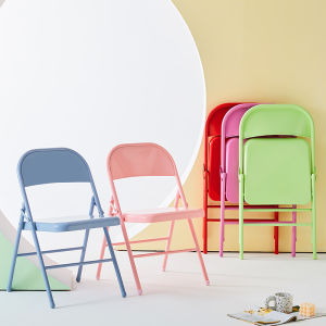 GUANYU | Portable Steel Folding Chair for Home Use with Backrest Adult Dining Chair for Instagram Style Photo Taking and Dormitory Use