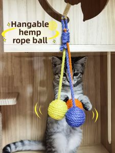 HOOPET | Hanging Cat Toy Jute Ball Self-Entertaining Durable Chew Toy