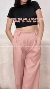 DNEMNLPH Amanda Wideleg Highwaist Vintage Trouser Pants - Korean BKK Belt Pockets Garter Stretch Freesize Office Loose