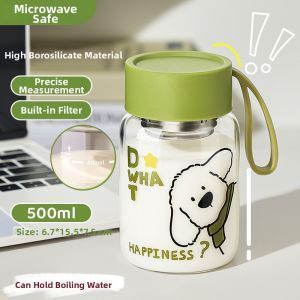KUWUBIANJING | Portable Heat-resistant Borosilicate Glass Mug with Measurement Mark