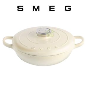 Smeg Collection Pot 26cm Casserole Cast Iron Pot Pan 26cm Set Pisau Smeg Tumbler SMEG 10.2 inch Cast iron braiser cream