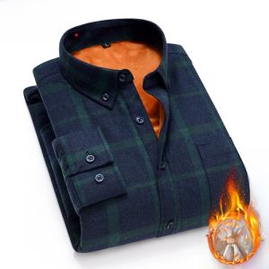 HENGYUANXIANG | Hengyuanxiang Mens Fleece Lined Thick Long Sleeve Shirt Casual Checkered Warm Outerwear For Autumn Winter Fashion Urban Style