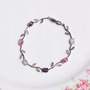 Luxury 16 Colors Sparkling Leaf Cubic Zirconia Branch Gold Silver Color CZ Crystal Bracelet Fashion Women Wedding Jewelry Gift