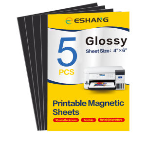 5 Sheets Printable Magnetic Sheets Make Refrigerator Photo Magnet Glossy Print Paper 13.5mil Thickness for Inkjet Printers 4 X 6