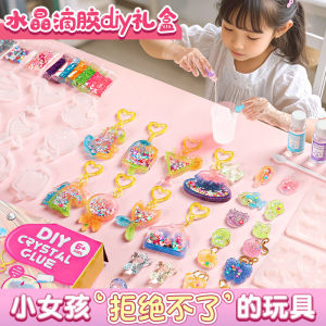 Childrens DIY Crystal Drip Glue Creative Handmade Toy Pendant Birthday Gift Kit Girls Craft Making Fun Educational Activity