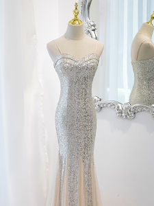 Shiny Evening Gown Womens New 2025 High-End Elegant Beautiful Fish-Tail Skirt Luxury Small Audience Evening Dress Party Dress