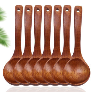 ช้อนตักครัวไม้น้ำตาลกาแฟนมช้อนชาช้อนตักเครื่องปรุงทำอาหารห้องครัวภัตตาคารช้อนที่จับยาวแบบญี่ปุ่น