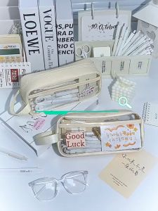 E90 transparent pen bag primary and secondary school students exam special large-capacity pencil case stationery bag