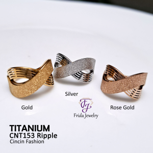 Cincin Titanium Ripple Wanita Model Elegan Mewah Stylish Awet Anti Luntur Cocok dipakai pesta hari raya kondangan jalan-jalan cnt153