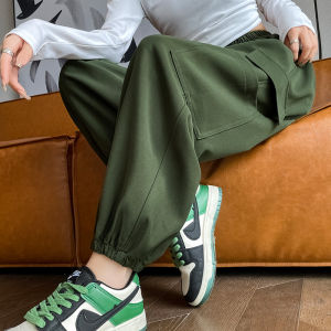 กางเกงขายาวทรงหลวมเอวสูงสไตล์อเมริกันสำหรับผู้หญิง กางเกงขายาวทรงฮาราจูกุสำหรับฤดูใบไม้ผลิและฤดูใบไม้ร่วง กางเกงขายาวทรงสปอร์ตแบบลำลองสำหรับผู้หญิง