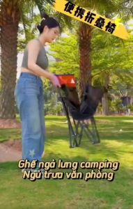 Ghế camping du lịch dã ngoại 4 mức ngả lưng thư giãn ghế xếp lười ngủ trưa văn phòng chịu tải 150kg gấp gọn kèm túi đựng