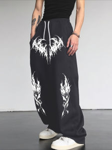 2026 Fashion New Cool Dark Striped Gothic Style Loose Straight Pants Outdoor Mens and Womens Sports Street Casual Pants