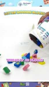 Beringin Toys - Letter Wooden Blocks 40 Pcs / Bricks Lego Mainan Kayu balok Edukasi Anak